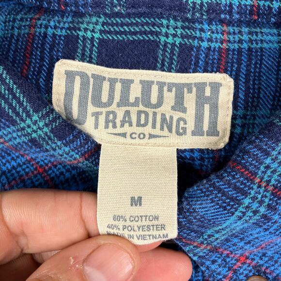Duluth Trading Co Shirt Mens Size M Blue Plaid Button Front Long Sleeve Workwear - Picture 3 of 7